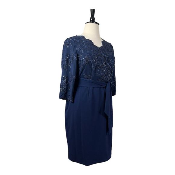 Alex Evenings New Cocktail Dress Sequin V-neck 3/4 Sleeves Women’s Plus Size 14W - Picture 4 of 16